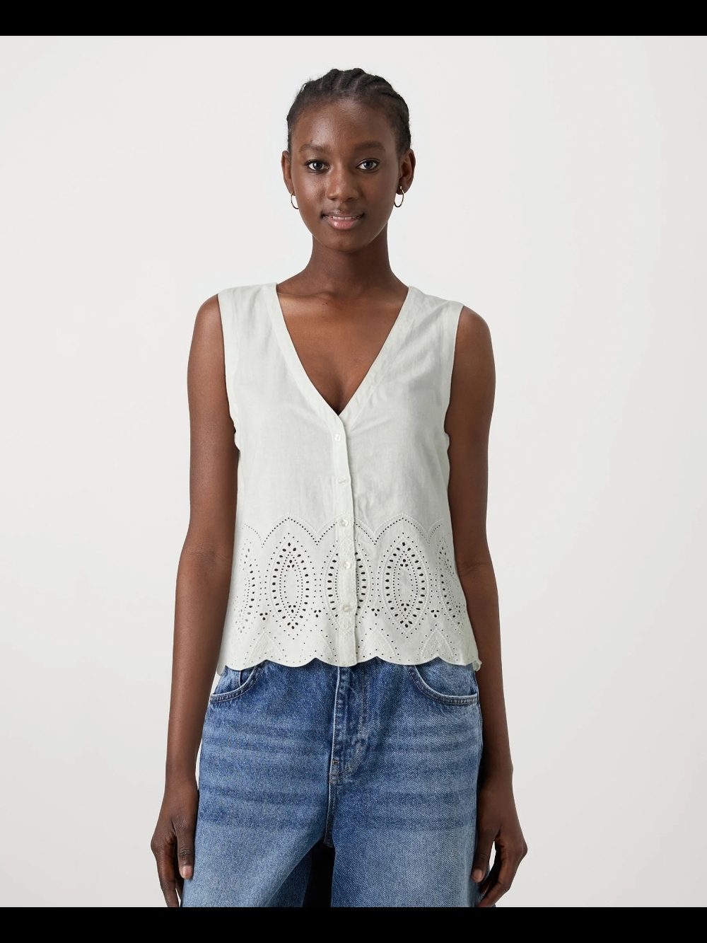 GAP 💜 Linen-blend Eyelet Vest 💜 Size Small
